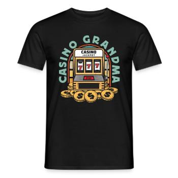 Slots Machine Casino Grandma Lucky Slots Gambling - Men's T-Shirt - black - Front - AI Model Male 178 light (178cm)