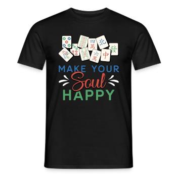 Mahjong Make Your Soul Happy Loves Chinese Mahjong - Männer T-Shirt - Schwarz - Vorne - AI Model Male 178 light (178cm)
