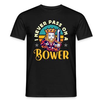Euchre I Never Pass On A Bower Loves Family Game - Men's T-Shirt - black - Front - AI Model Male 178 light (178cm)