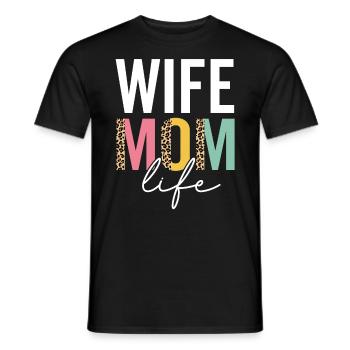 Wife Mom Life Funny Mom Leopard Wife Cheetah Mama - Men's T-Shirt - black - Front - AI Model Male 178 light (178cm)