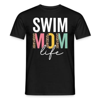 Swim Mom Life Funny Mom Leopard Swim Mama Cheetah - Men's T-Shirt - black - Front - AI Model Male 178 light (178cm)
