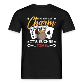 Euchre apporte ton porte-bonheur c’est un jeu de société - T-shirt homme - noir - Devant - AI Model Male 178 light (178cm)