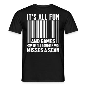 Es ist alles Spaß und Spiel, bis jemand einen verpasst - Männer T-Shirt - Schwarz - Vorne - AI Model Male 178 light (178cm)