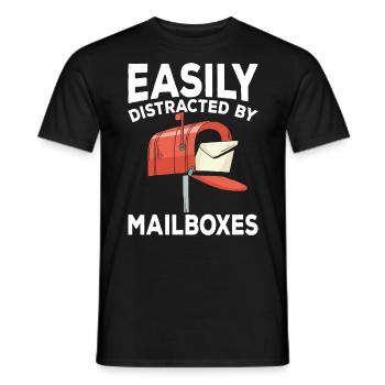 Facilement distrait par un drôle de postier aux lettres - T-shirt homme - noir - Devant - AI Model Male 178 light (178cm)