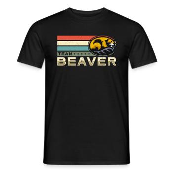 Beaver Dam Team Beaver Retro Loves Rodent Animals - Men's T-Shirt - black - Front - AI Model Male 178 light (178cm)