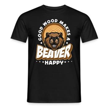 Le barrage de castors Le bon bois rend un castor heureux rongeurs - T-shirt homme - noir - Devant - AI Model Male 178 light (178cm)