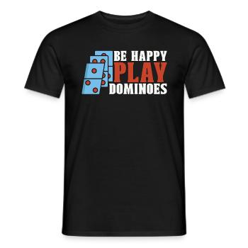Dominoes Be Happy Play Dominoes Loves Board Game - Men's T-Shirt - black - Front - AI Model Male 178 light (178cm)