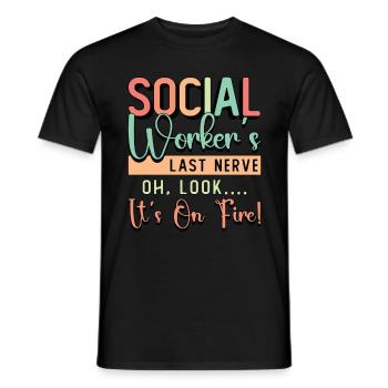 Le dernier nerf du travailleur social Oh Aide - T-shirt homme - noir - Devant - AI Model Male 178 light (178cm)