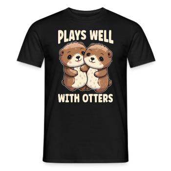 La loutre joue bien avec les loutres Éleveur amoureux des animaux - T-shirt homme - noir - Devant - AI Model Male 178 light (178cm)