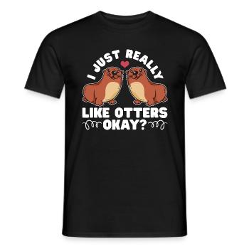 Loutre J’aime vraiment les loutres Ok amoureux des animaux - T-shirt homme - noir - Devant - AI Model Male 178 light (178cm)