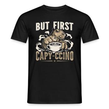 Capybara But First Capy-Ccino Rodent Zoo Animal - Männer T-Shirt - Schwarz - Vorne - AI Model Male 178 light (178cm)