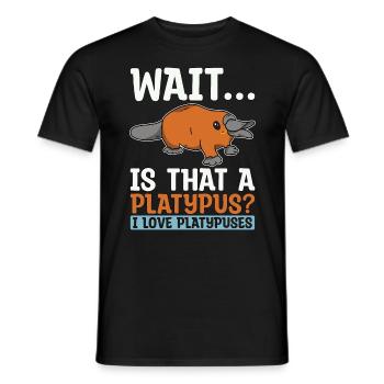 Platypus Wait est qu’un ornithorynque semi-aquatique - T-shirt homme - noir - Devant - AI Model Male 178 light (178cm)