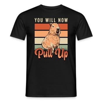 Capybara You Will Now Pull Up Retro Rodent Animals - Männer T-Shirt - Schwarz - Vorne - AI Model Male 178 light (178cm)