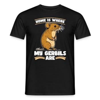 Gerbil Home Is Where My Gerbils Are Racing Rat - Männer T-Shirt - Schwarz - Vorne - AI Model Male 178 light (178cm)