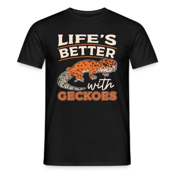 Gecko léopard La vie est meilleure avec les reptiles geckos - T-shirt homme - noir - Devant - AI Model Male 178 light (178cm)
