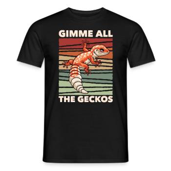 Gecko léopard Gimme Tous les Geckos Reptile Propriétaire - T-shirt homme - noir - Devant - AI Model Male 178 light (178cm)