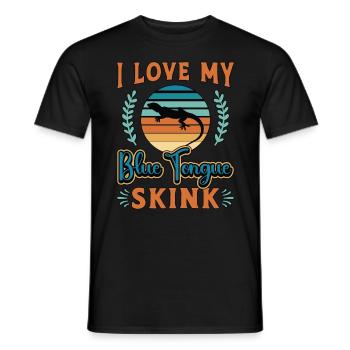 Skinks I Love My Blue Tongue Skink Retro Reptiles - Men's T-Shirt - black - Front - AI Model Male 178 light (178cm)