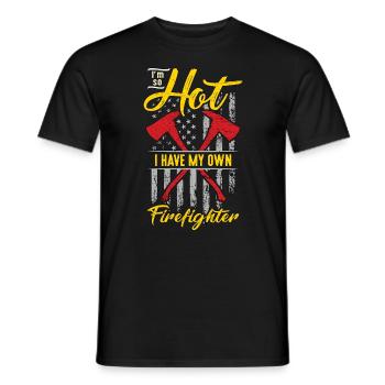 Chef pompier J’ai tellement chaud que j’ai mon propre pompier - T-shirt homme - noir - Devant - AI Model Male 178 light (178cm)