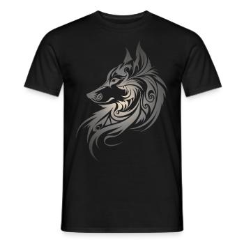 Wolf Silhouette Tribal Tattoo Style Animal Nature Fan - T-shirt homme - noir - Devant - AI Model Male 178 light (178cm)