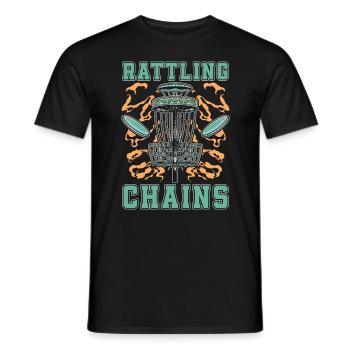 Disc Golf Rattling Chains Ultimate Frisbee Golfer - Men's T-Shirt - black - Front - AI Model Male 178 light (178cm)