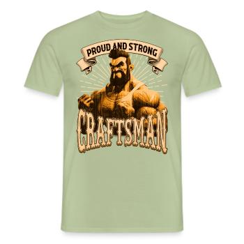 Tenue et accessoires d’artisan couvreur - T-shirt homme - vert sauge - Devant - AI Model Male 178 light (178cm)