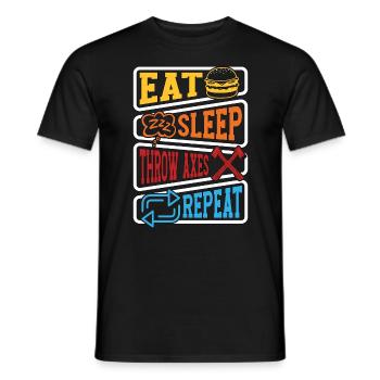 Target Sports Eat Sleep Throw Axes Shooting Sports - Männer T-Shirt - Schwarz - Vorne - AI Model Male 178 light (178cm)