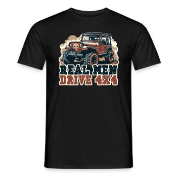 REAL MEN DRIVE 4X4 Fahrzeug - Männer T-Shirt - Schwarz - Vorne - AI Model Male 178 light (178cm)