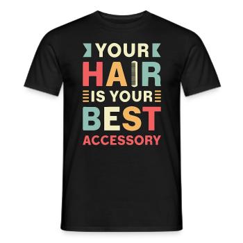 Coiffeur Your Hair est votre meilleur salon d’accessoires - T-shirt homme - noir - Devant - AI Model Male 178 light (178cm)