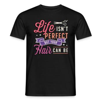 La vie de coiffeur n’est pas parfaite, mais coiffeuse - T-shirt homme - noir - Devant - AI Model Male 178 light (178cm)