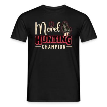Mushroom Hunting Morel Hunting Champion Mycologist - Men's T-Shirt - black - Front - AI Model Male 178 light (178cm)