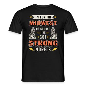 Mushroom Hunting I'm From The Midwest Mycologist - Men's T-Shirt - black - Front - AI Model Male 178 light (178cm)