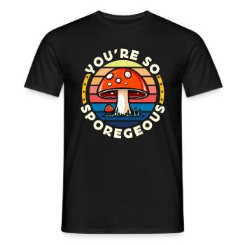 Mushroom Hunting You're Sporegeous Mushroom Picker - Men's T-Shirt - black - Front - AI Model Male 178 light (178cm)