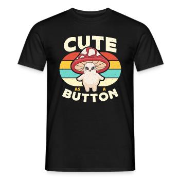 Mushroom Hunting Cute As A Button Retro Mycologist - Men's T-Shirt - black - Front - AI Model Male 178 light (178cm)