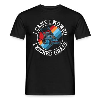 paysagiste je suis venu j’ai tondu j’ai donné un coup de pied jardinier d’herbe - T-shirt homme - noir - Devant - AI Model Male 178 light (178cm)