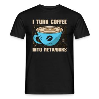 Ingénieur réseau, je transforme le café en programmeur - T-shirt homme - noir - Devant - AI Model Male 178 light (178cm)