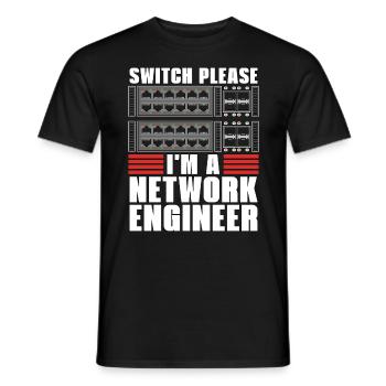 Commutateur d’ingénieur réseau, s’il vous plaît, je suis un cybernétologue. - T-shirt homme - noir - Devant - AI Model Male 178 light (178cm)