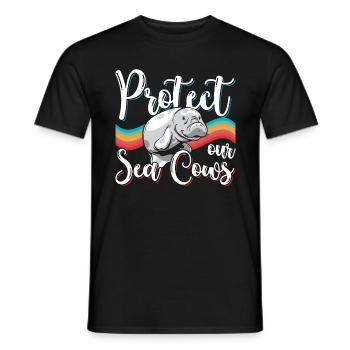 Dugong Protégez nos vaches de mer Animaux marins Lamantin - T-shirt homme - noir - Devant - AI Model Male 178 light (178cm)