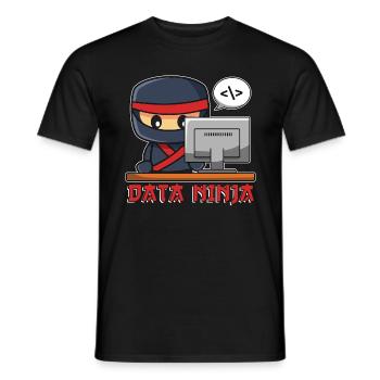 Data Mining, Data Ninja Programmer, Machine Learning - Men's T-Shirt - black - Front - AI Model Male 178 light (178cm)