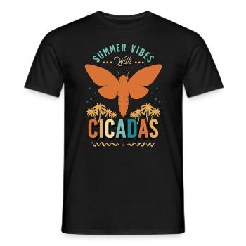 Cicadas Summer Vibes With Cicadas Entomologist - Men's T-Shirt - black - Front - AI Model Male 178 light (178cm)