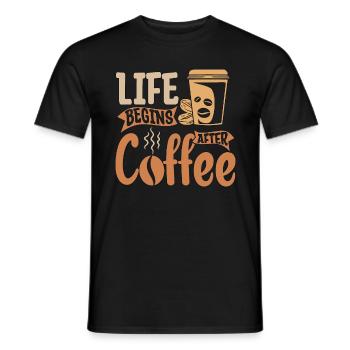Espresso Life Begins After Coffee Caffeine Latte - Männer T-Shirt - Schwarz - Vorne - AI Model Male 178 light (178cm)