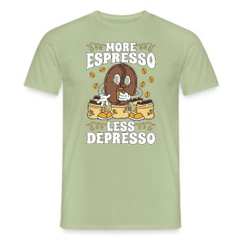 Espresso Plus d’espresso Moins de Depresso Coffeeshop - T-shirt homme - vert sauge - Devant - AI Model Male 178 light (178cm)