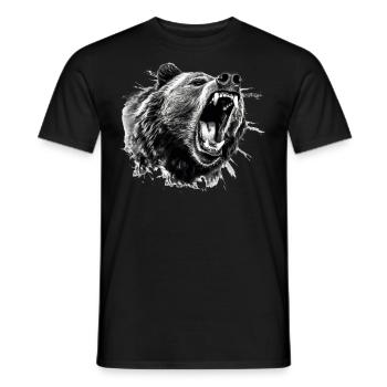 Bear Nature Environmental Protection Animals Night Climate - Men's T-Shirt - black - Front - AI Model Male 178 light (178cm)