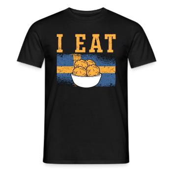 Boulettes de viande Je mange Cuisine italienne Aime les pâtes aux boulettes de viande - T-shirt homme - noir - Devant - AI Model Male 178 light (178cm)