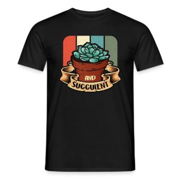 And Succulent Retro Garden Potted Plant Cactuses - Men's T-Shirt - black - Front - AI Model Male 178 light (178cm)