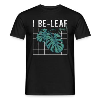 Botany I Be-Leaf In You Horticulture Indoor Plants - Men's T-Shirt - black - Front - AI Model Male 178 light (178cm)