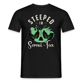Herbal Tea Steeped in Sereni-Tea Herbalism Teacup - Men's T-Shirt - black - Front - AI Model Male 178 light (178cm)