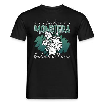 Monstera I'm A Monstera Before 9am Indoor Plants - Männer T-Shirt - Schwarz - Vorne - AI Model Male 178 light (178cm)
