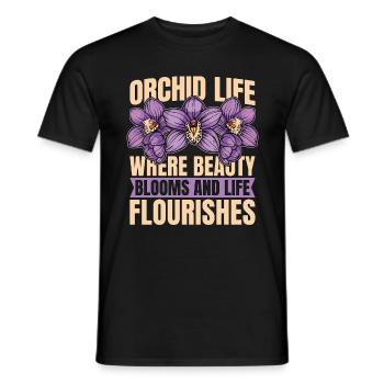 La vie des orchidées où la beauté fleurit et les plantes d’orchidées - T-shirt homme - noir - Devant - AI Model Male 178 light (178cm)