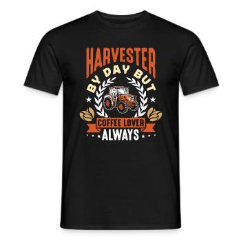 Harvester By Day But Coffee Lover Always Farming - Men's T-Shirt - black - Front - AI Model Male 178 light (178cm)