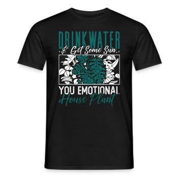 Houseplants Drink Water & Get Some Sun Flower Pot - Men's T-Shirt - black - Front - AI Model Male 178 light (178cm)